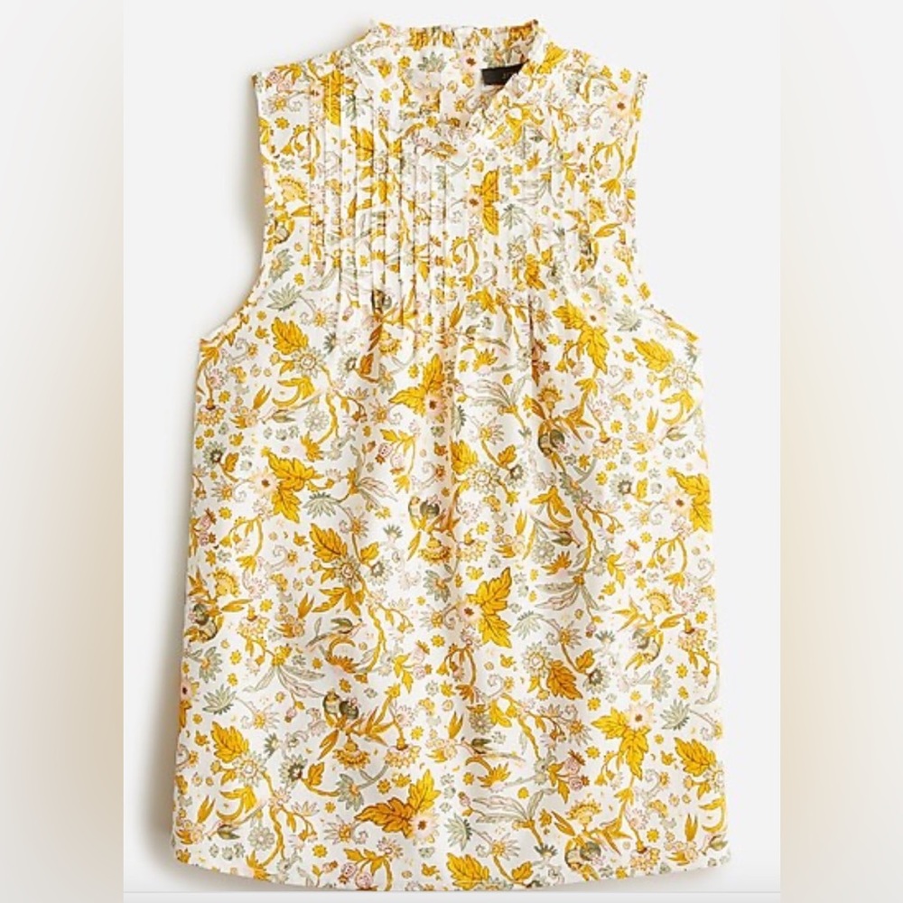J.Crew Pintuck Cotton Poplin Top in Sunny Blooms